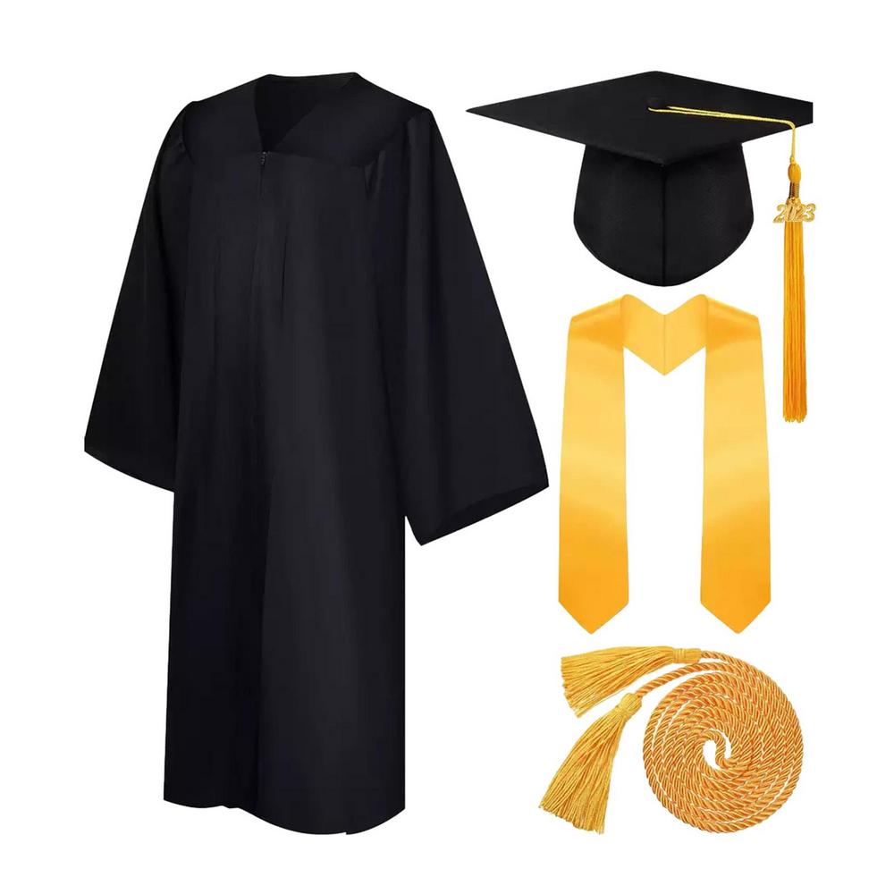 Tenue Complète Cérémonie Diplômés Adulte (Toque + Toge + Écharpe + Cordon)